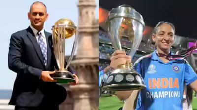 Iconic! Harmanpreet Kaur recreates MS Dhoni’s famous pose with World Cup trophy at Gateway of India