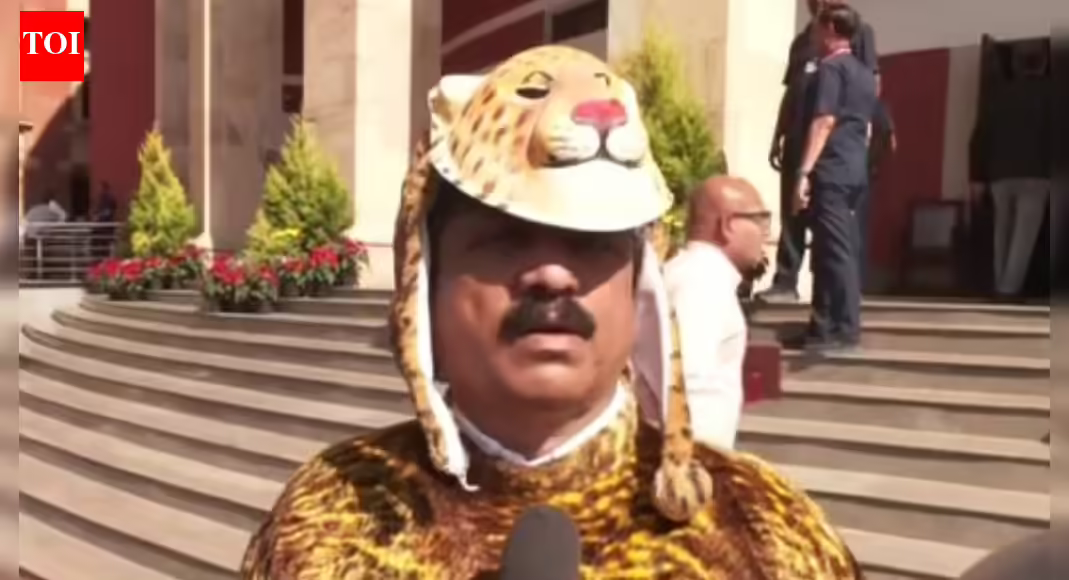 'Raising issue since 2014': Maharashtra MLA dresses up as leopard to protest rising wildlife problem – watch video | India News