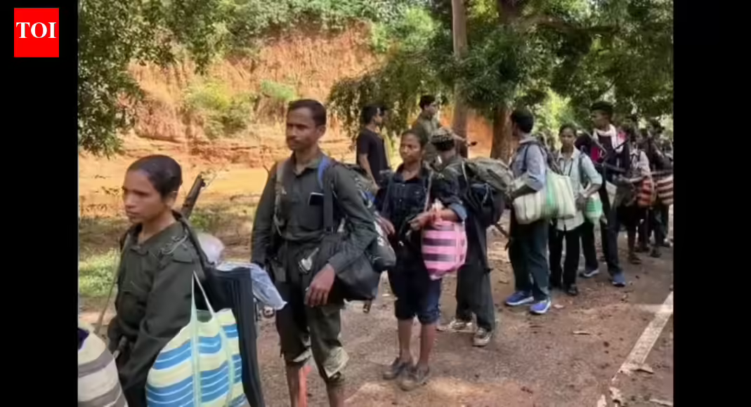 63 Maoists surrender in Chhattisgarh's Dantewada | India News