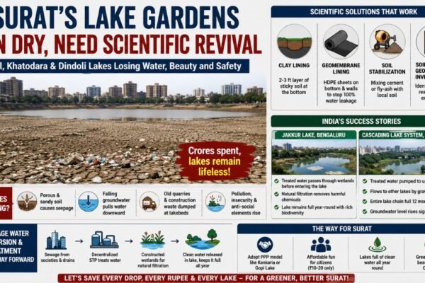 Surat : Lake Gardens Run Dry, Expert Demand Scientific Revival Plan