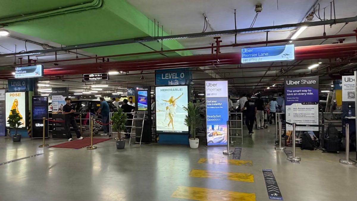 Uber pick up counter at Delhi airport Terminal 3. | Udit Bubna/ThePrint
