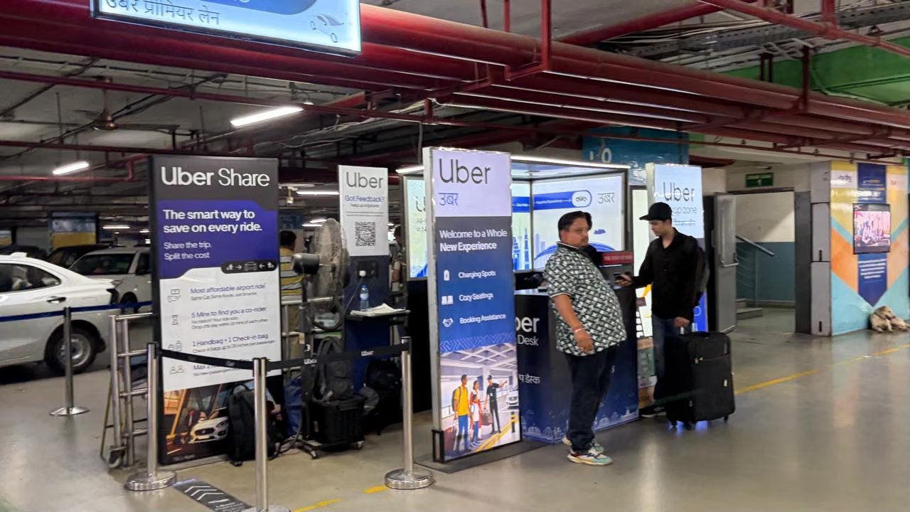 Uber ride booking counter at Terminal 3. | Udit Bubna/ThePrint
