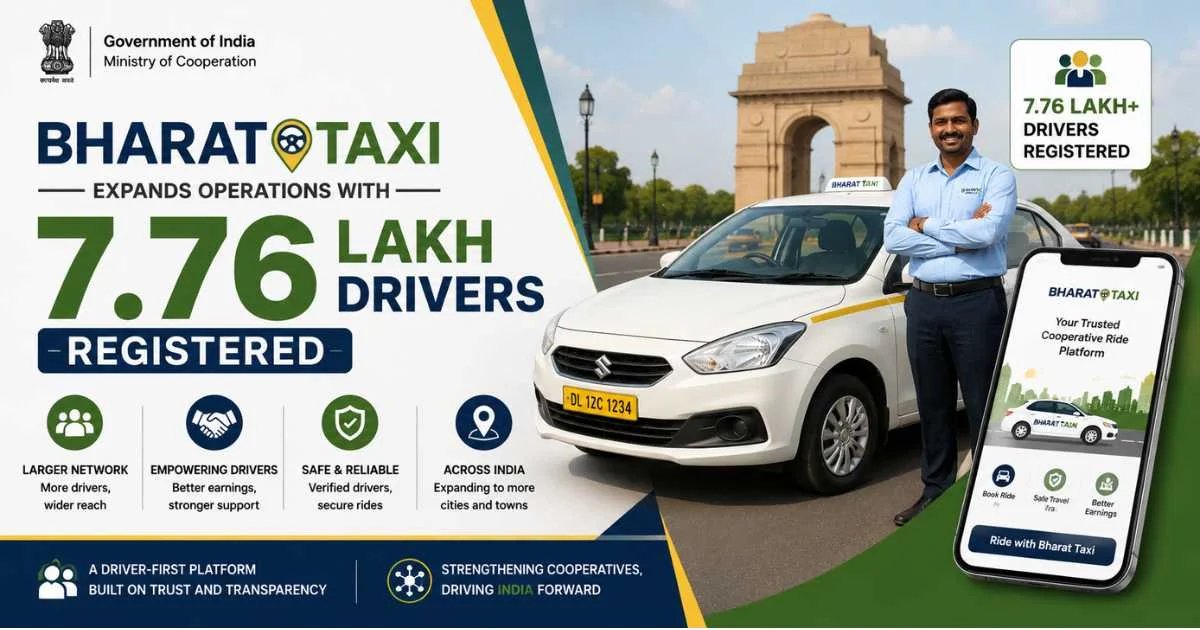 Bharat Taxi registers 7.76 lakh drivers